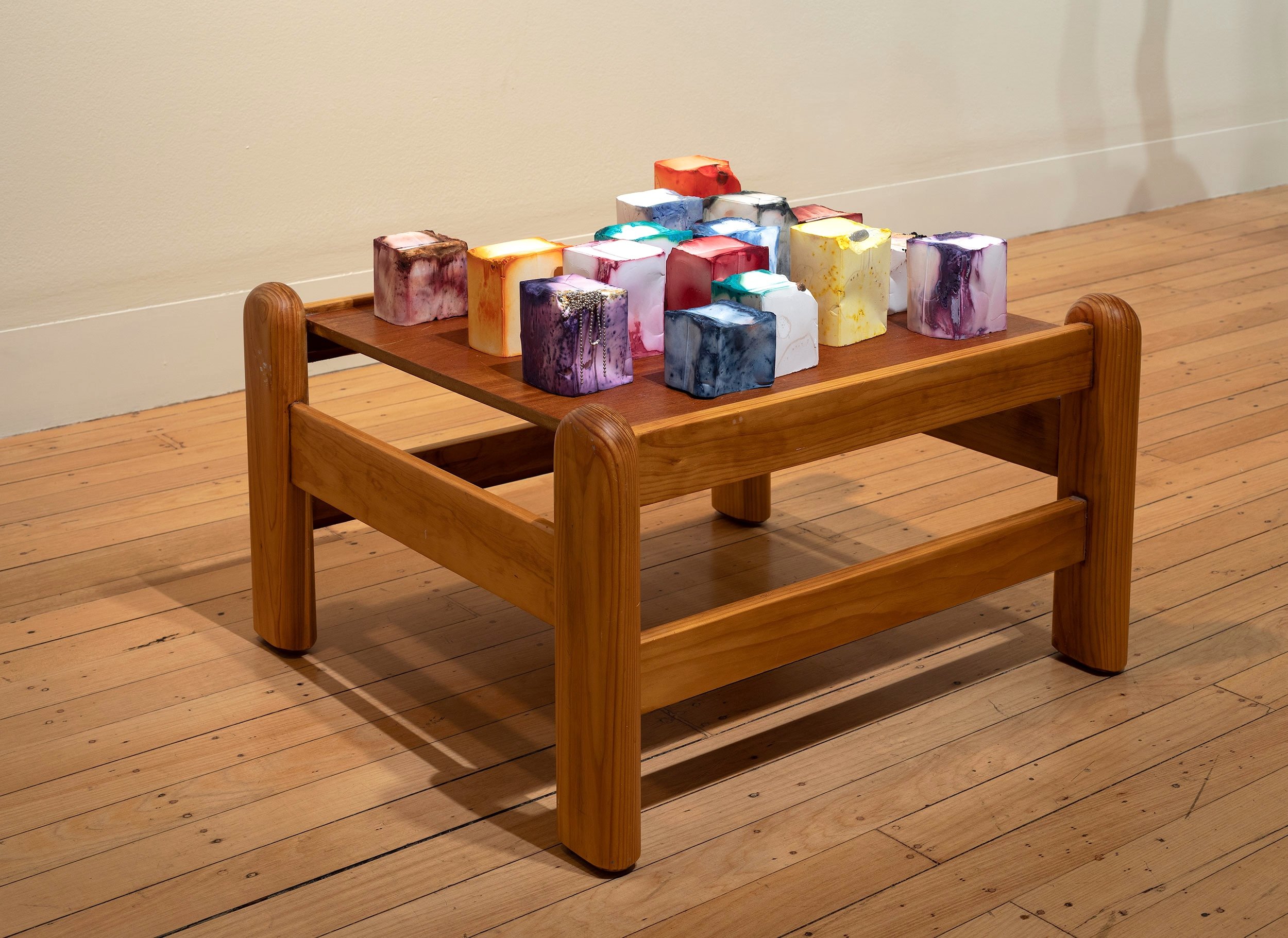 Viv's Dream. Reclaimed table, plaster, pigment, metal findings.