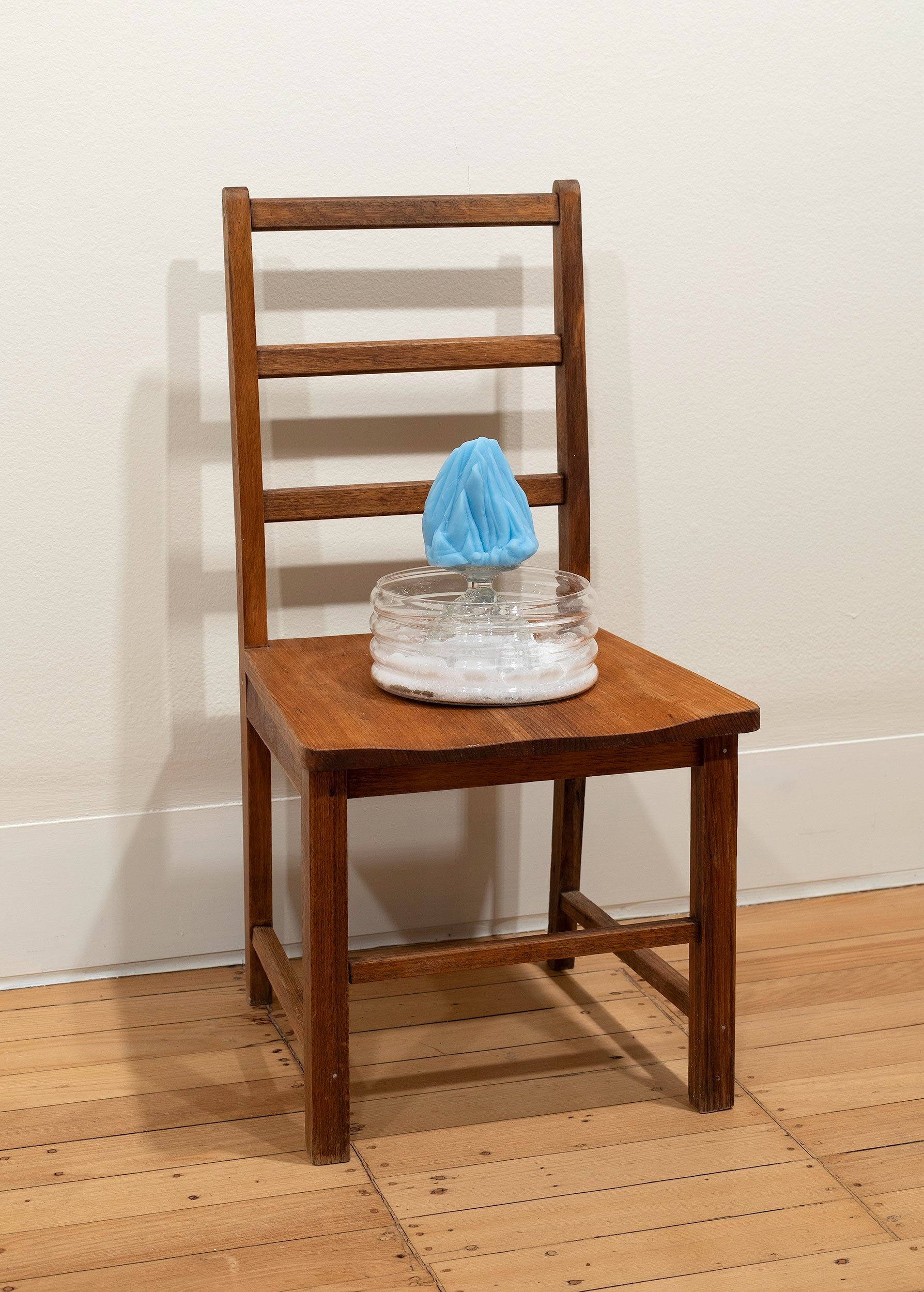 Julian's Dream. Found chair and glass bowl, silicone, magnesium sulphate crystals.