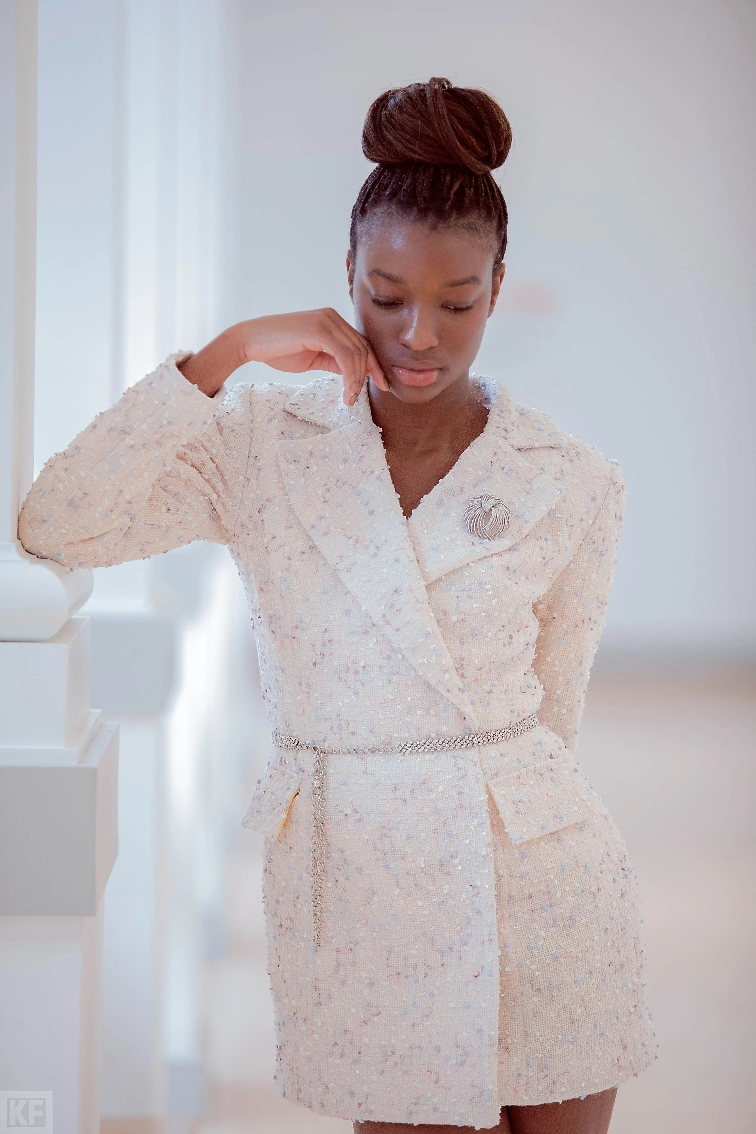 Cream Tweed Dress Blazer