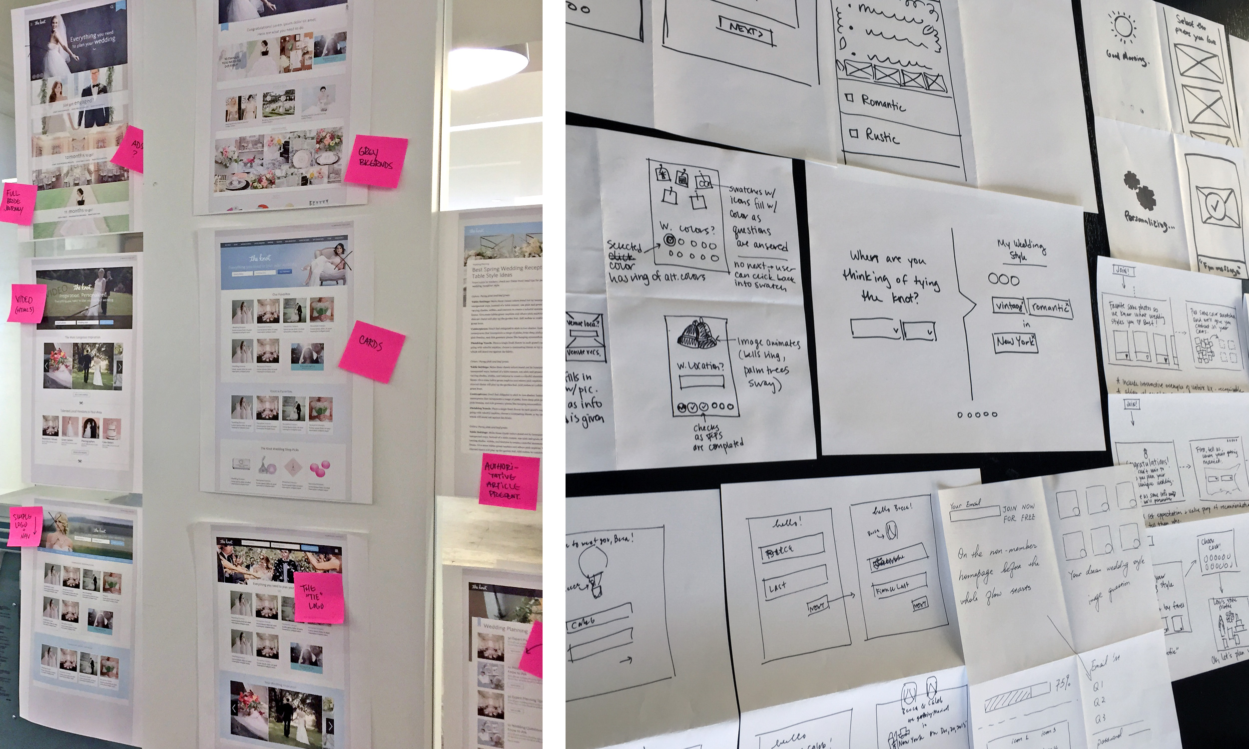 Early "north star" layouts and sketches from a design studio session