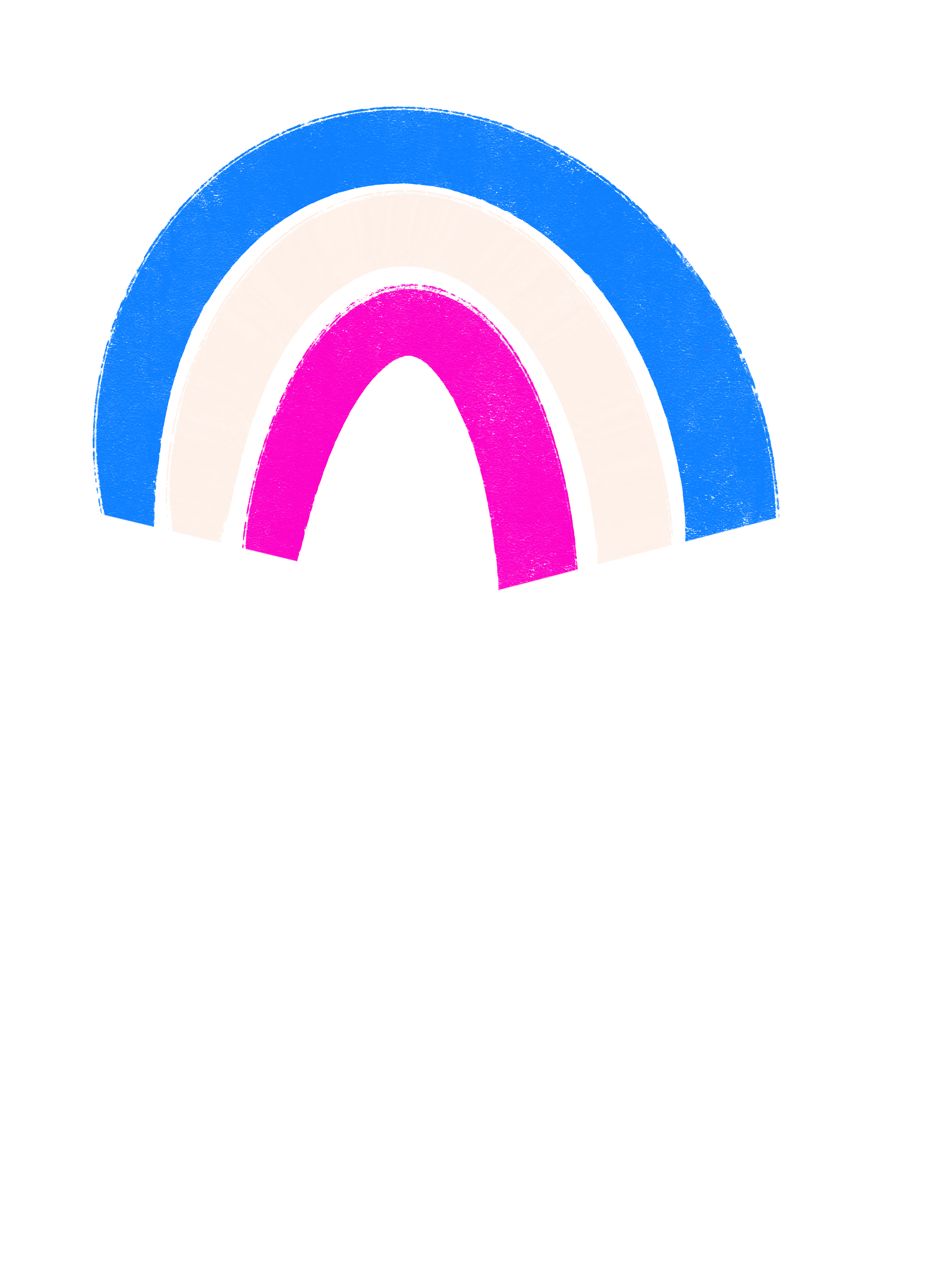 Colorful rainbow with pink, white, and blue bands