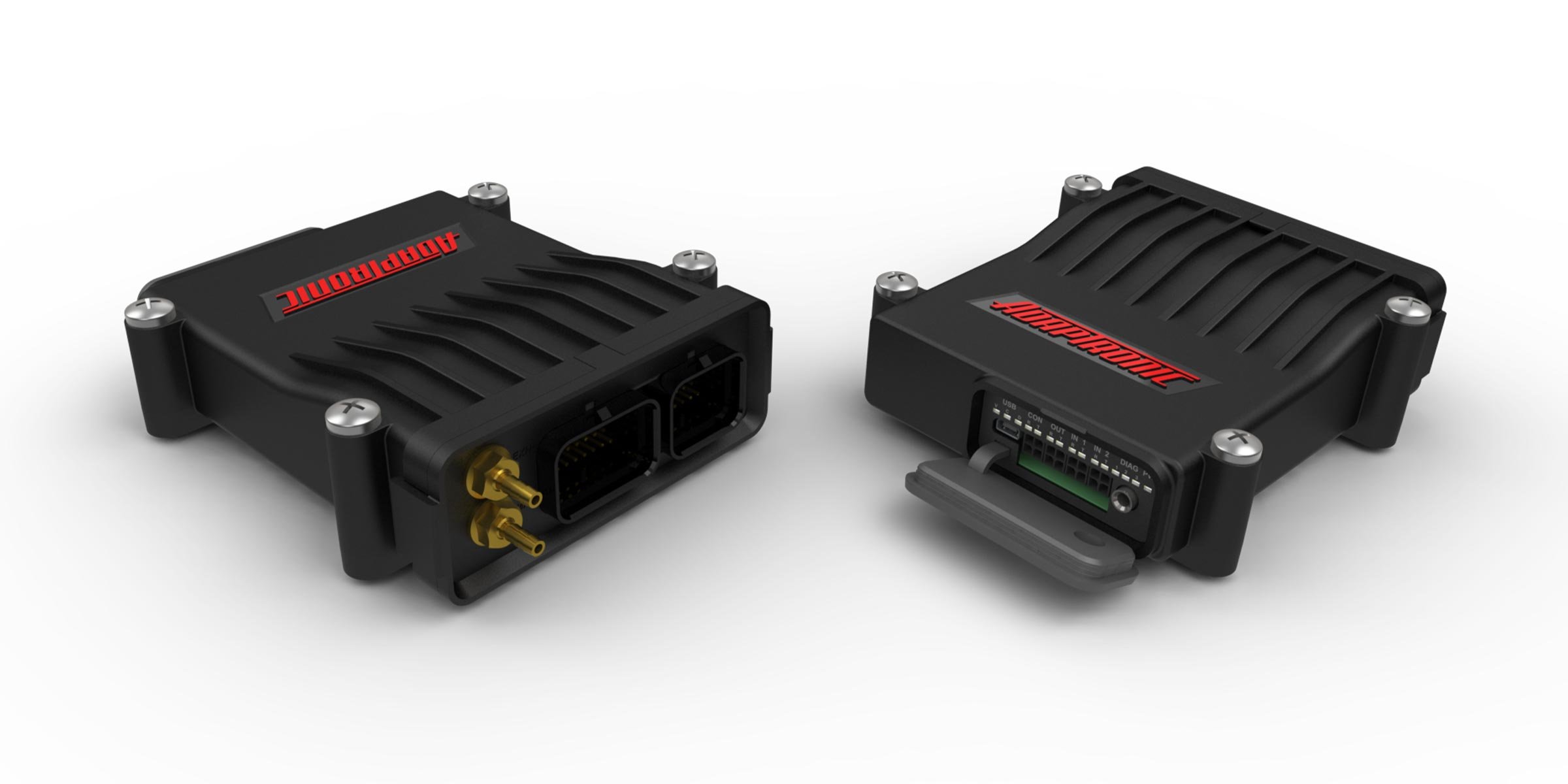 Front and back panel of modular plug-in ECU