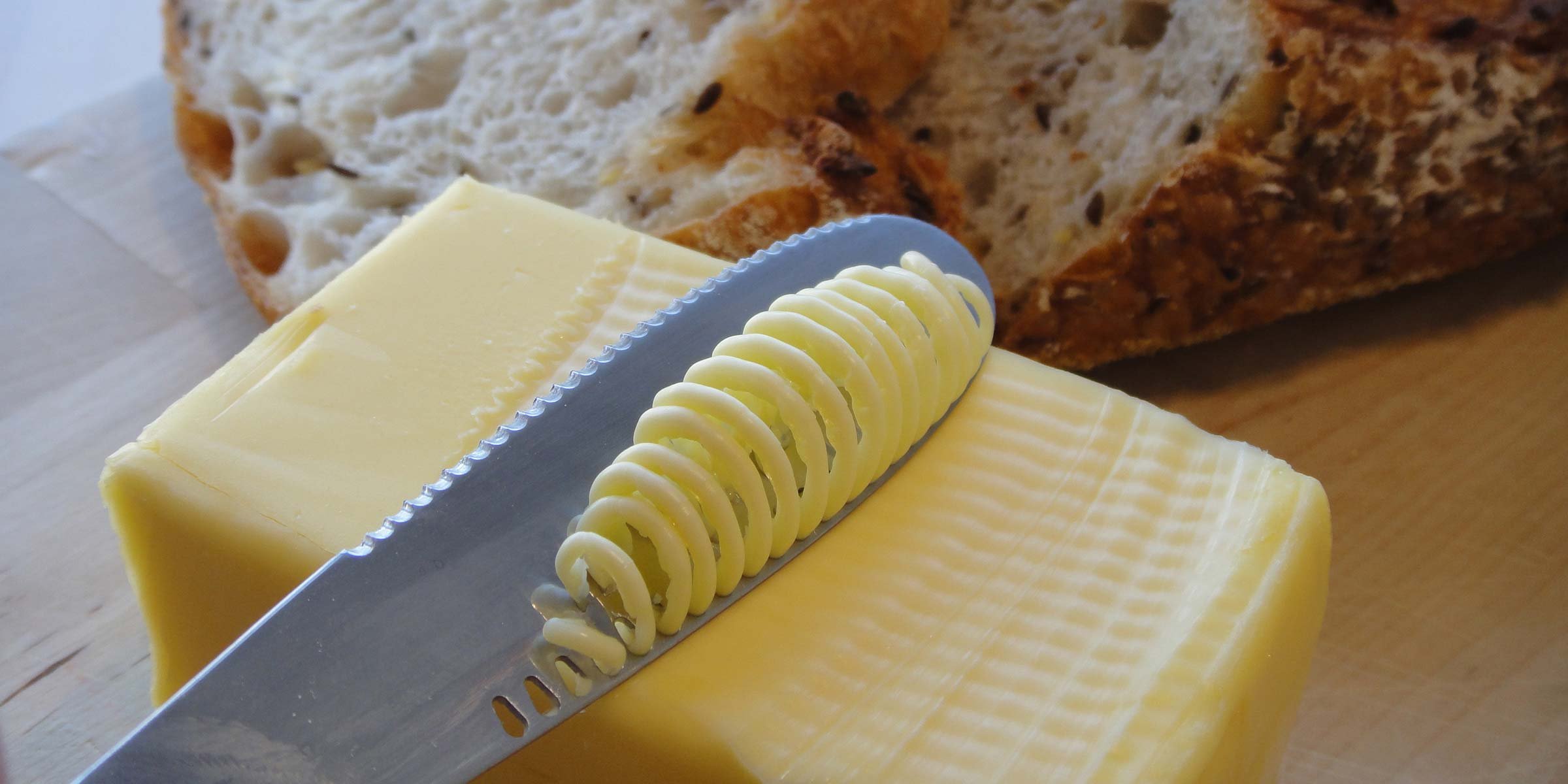 ButterUp knife grating cold and hard block of butter