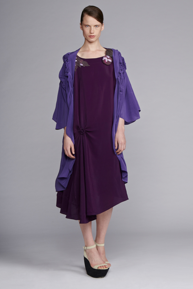   210/S141537E Spiral Shibori Beaded Shoulder Dress     530/S149060 Spiral Shibori Kimono Coat      