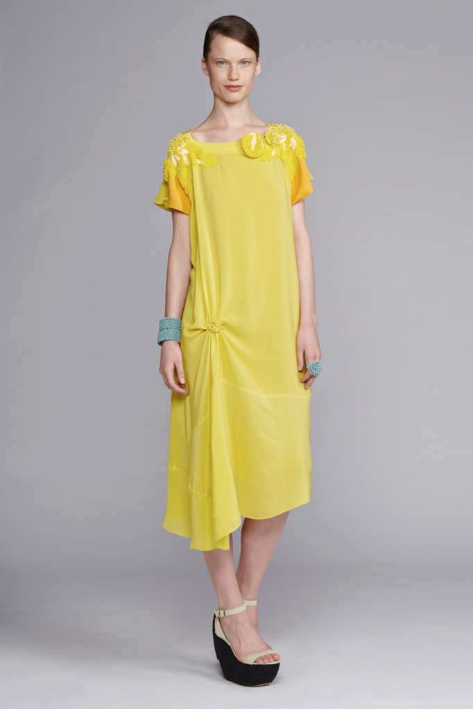   530/S141537B Spiral Shibori Beaded Shoulder Dress      