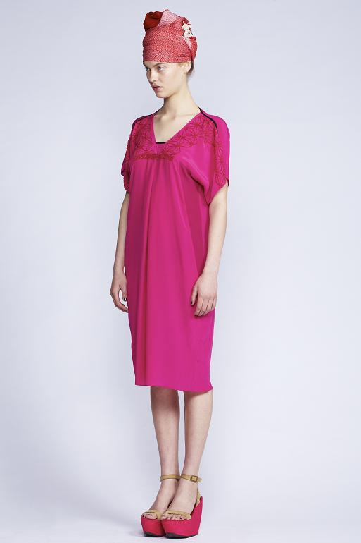   535/S131514 V-Neck Panelled Dress with Slip    900/F137463 Patchwork Cherry Blossom Scarf  