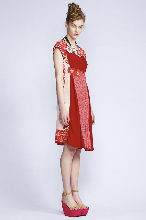   520/F130612B Patchwork Kimono Dress    900/F137448L Cherry Blossom Neckpiece  