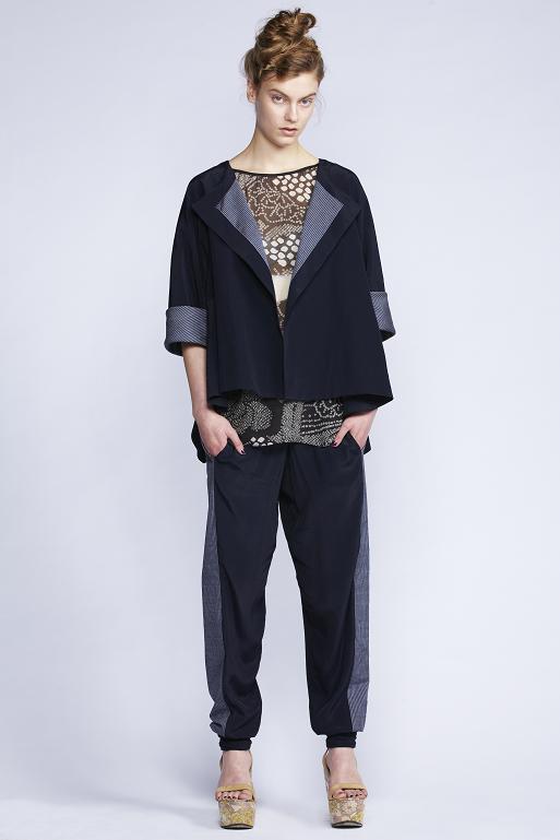   540/S133396 Boat Neck Cuff Top    580/S136129 Twisted Cuff Pants    580/S139087S Reversible Flare Jacket  