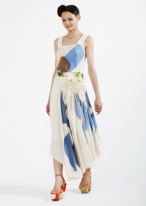   105/S93342 Hand Painted Bias Top    125/S95200A Spiral Shibori Wrap Skirt  