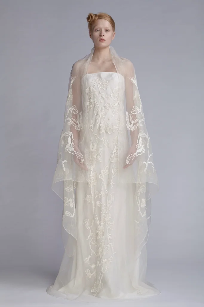 102/A141509 Butterfly Bias Embroidered Strap Gown 900/A147507 Embroidered Shawl