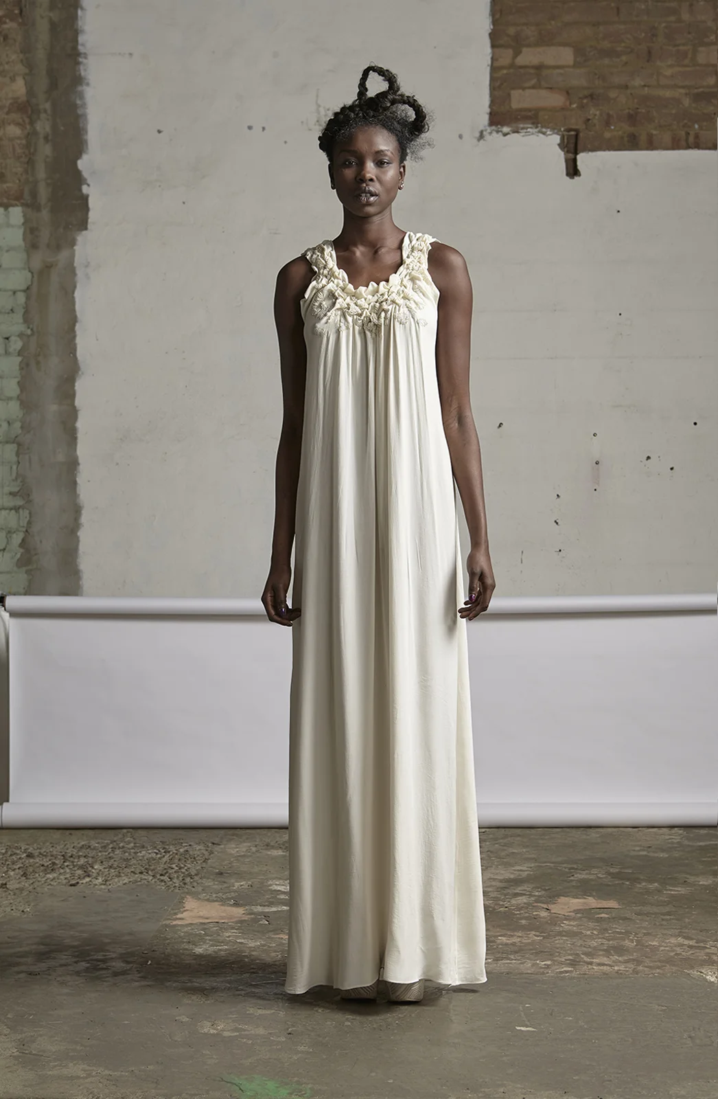 210/S151161LB ORIGAMI LONG DRESS WITH BEADS