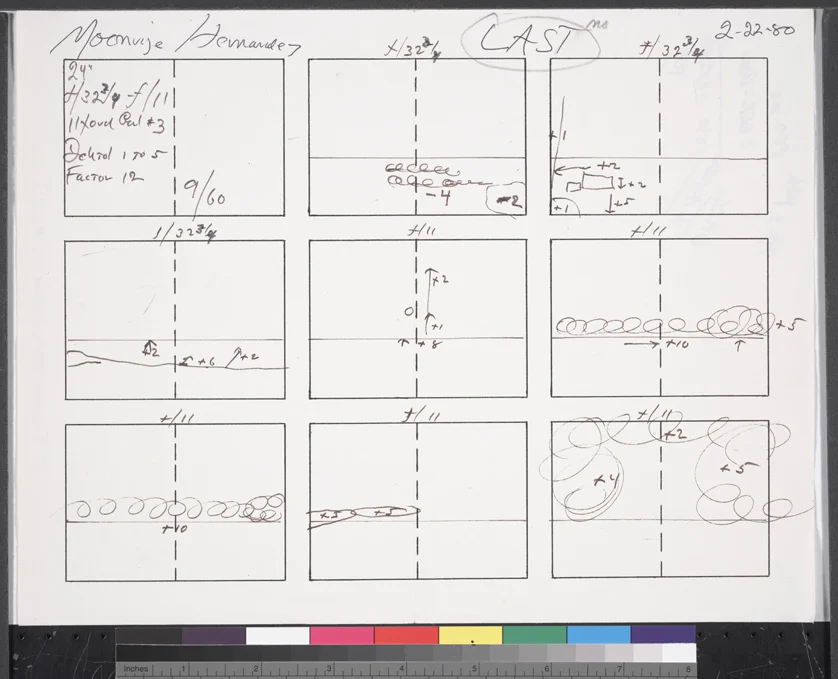 Ansel Adam's notes for printing Moonrise, Hernandez.