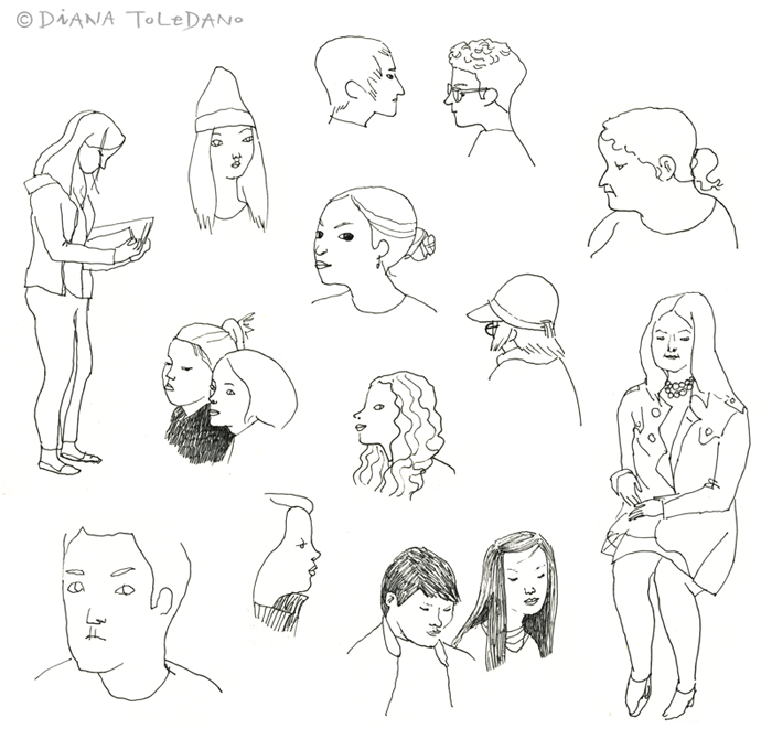 Sketches of San Francisco people by Diana Toledano