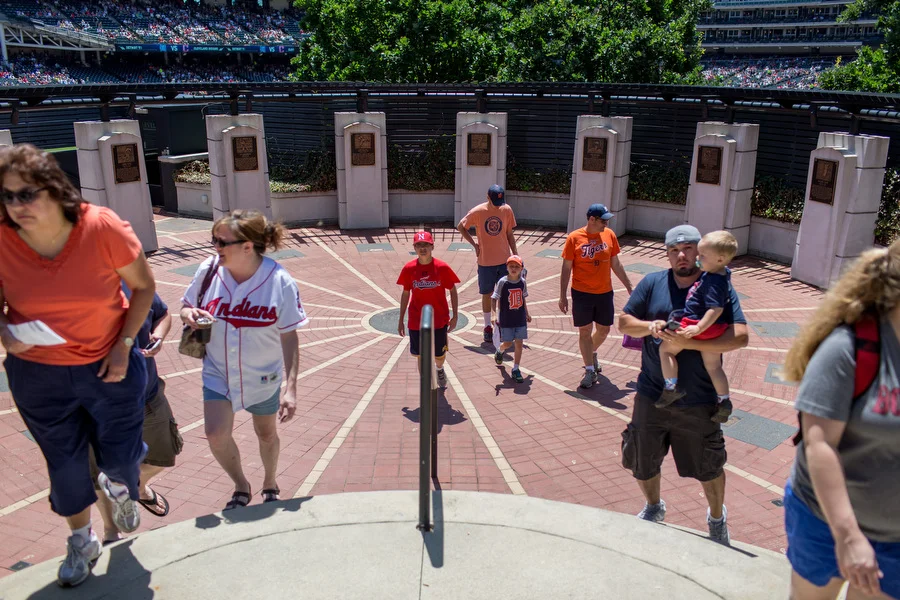 Heritage Park in center field contains plaques commemorating Indians greats.