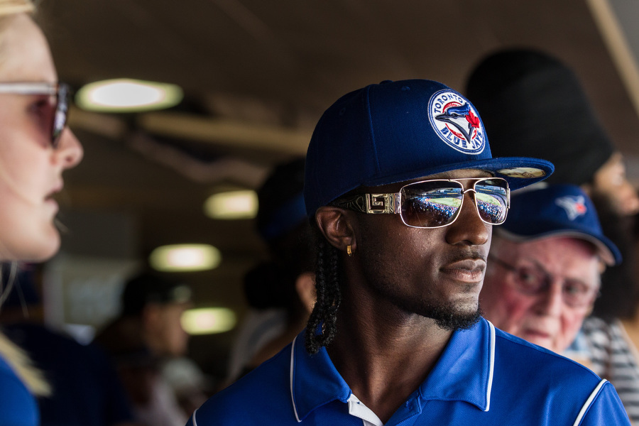 Usher Aaron Francis looks on during the game. 