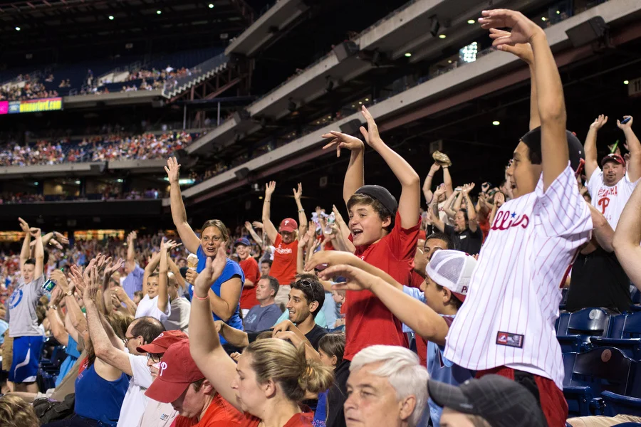 Fans do the wave. 
