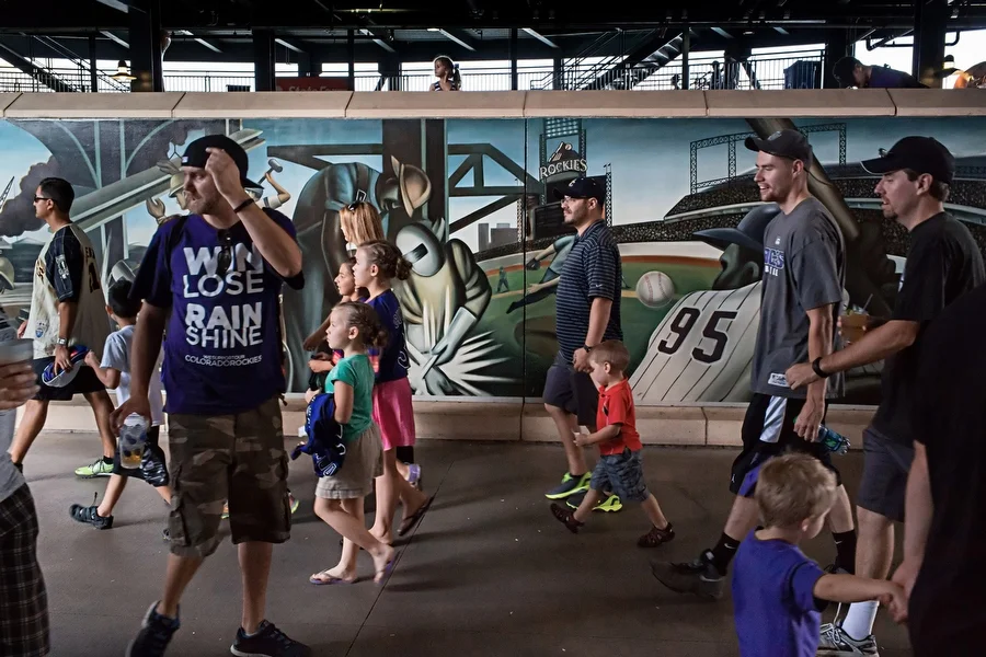 A mural in the center field concourse.