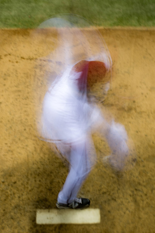 A Diamondbacks pitcher warms up in the bullpen. 