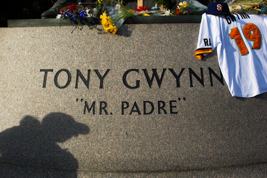 After Tony Gwynn's death on June 16, the statue of Gwynn in the Park at the Park has become an unofficial memorial where fans bring flowers and memorabilia in his honor. 
