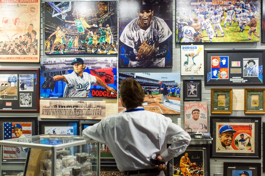 A memorabilia shop inside the stadium features items from multiple Los Angeles sports teams. 
