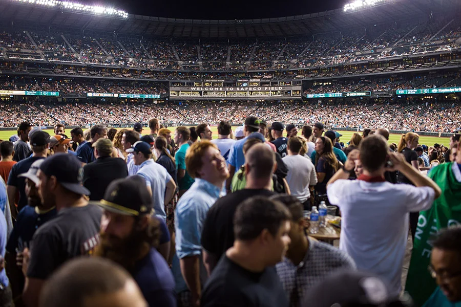 The Bullpen Market offers fans an open area to mingle just beyond the center field wall. 