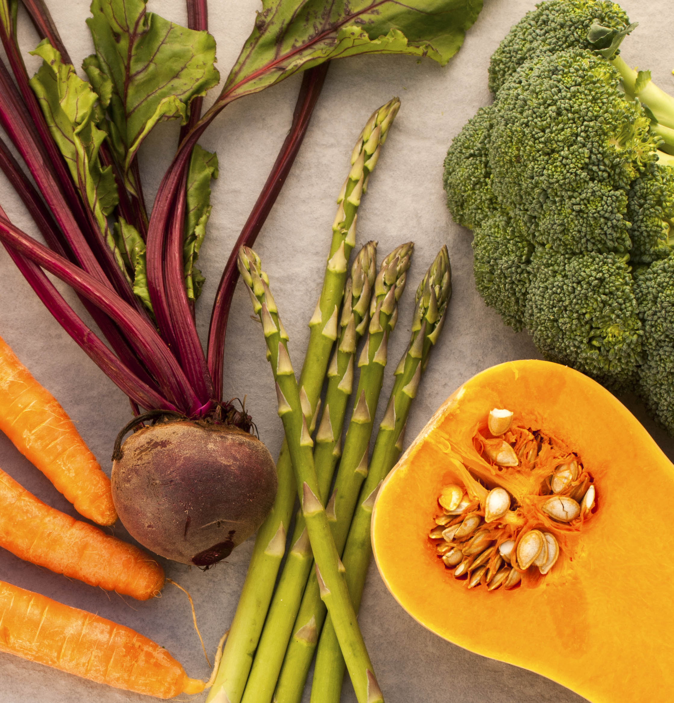 Rainbow collection of healthy vegetables