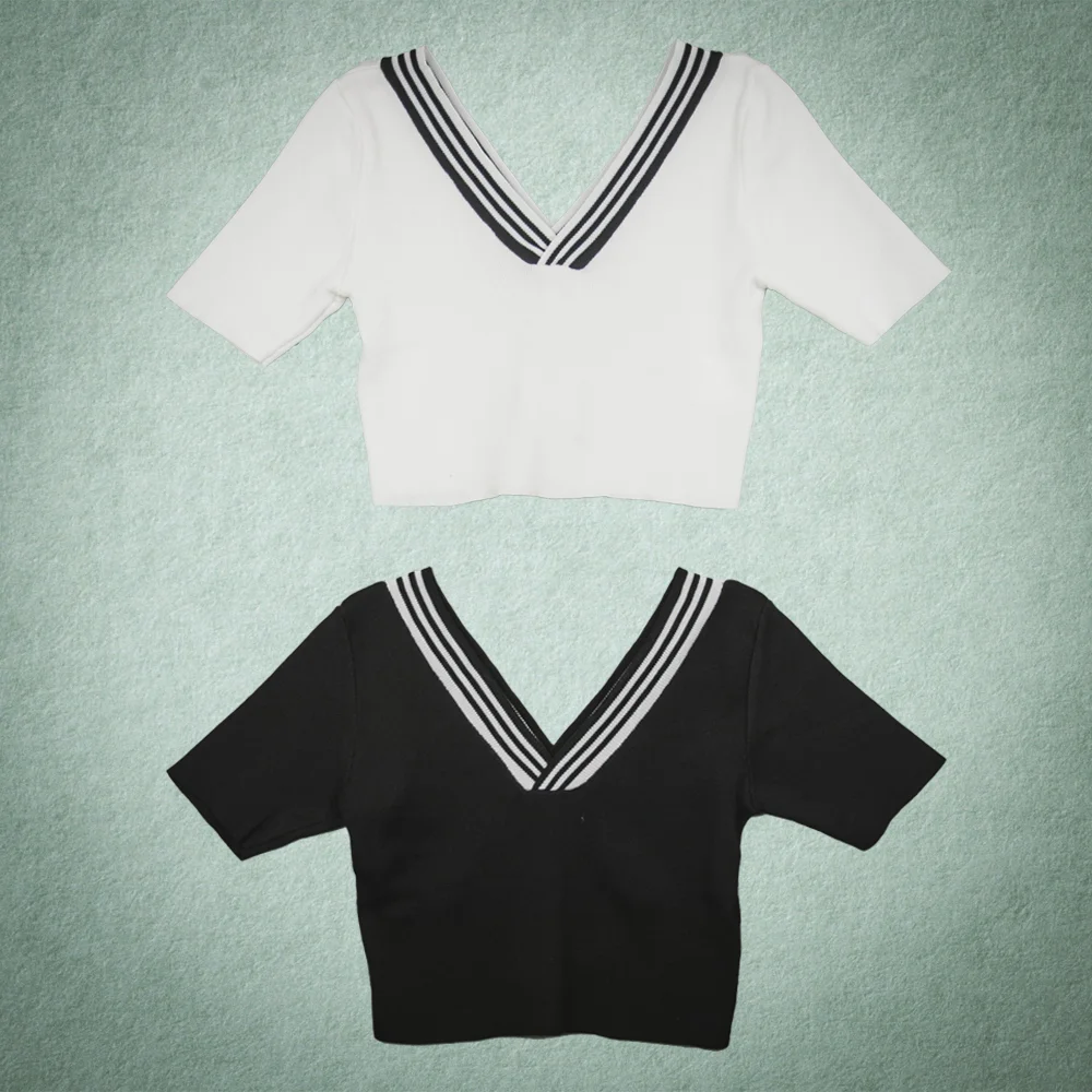 V-Neck Varsity Crop Top