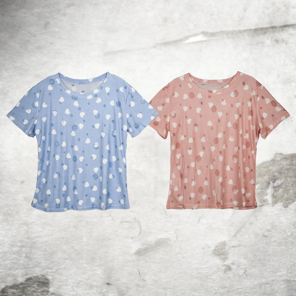 Sheer Polka Dots Heart Print Tee