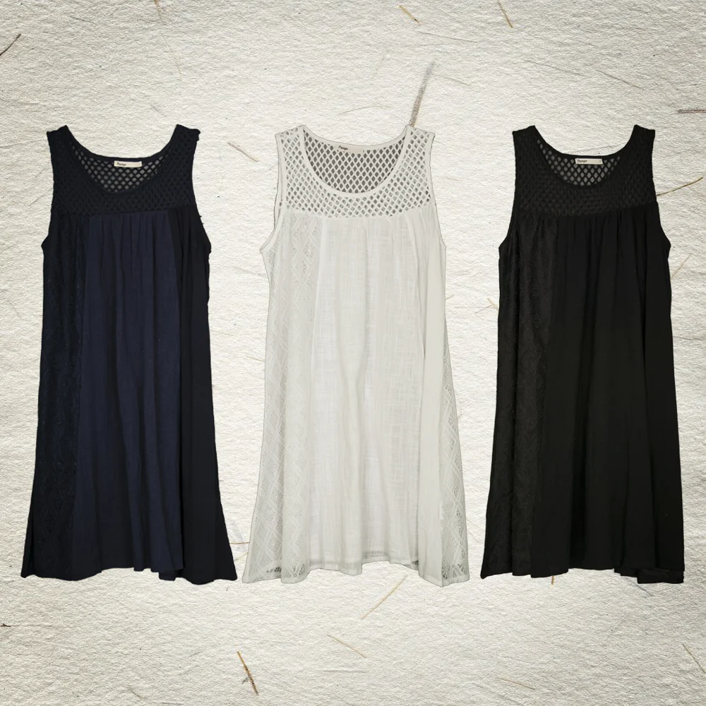 Lace-Paneled Trapeze Dress