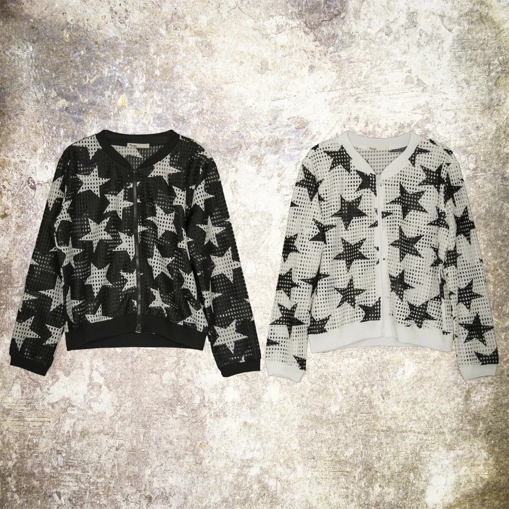 Star Print Bomber Net Jacket