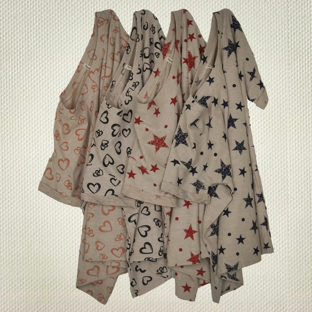 Folded Sleeve Print Tee