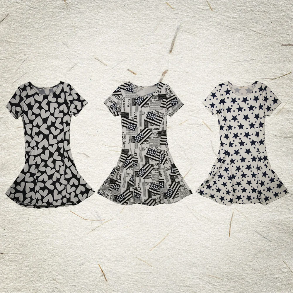 Short Sleeve Print Skater Dress