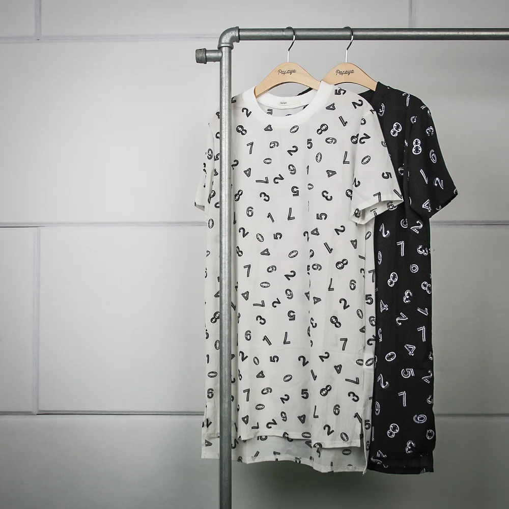 Chiffon "Numbers" T-shirt Dress
