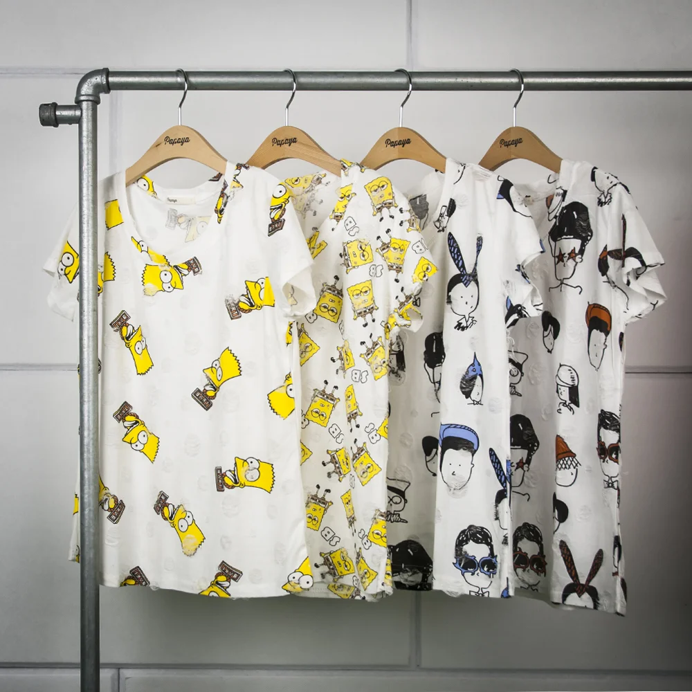 Cartoon Print Distressed Tee