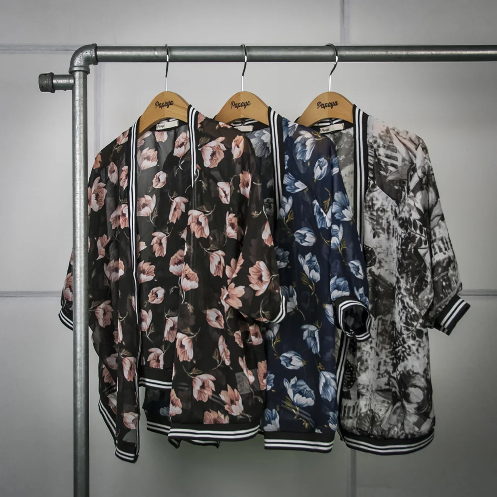 Floral Print Chiffon Cardigan