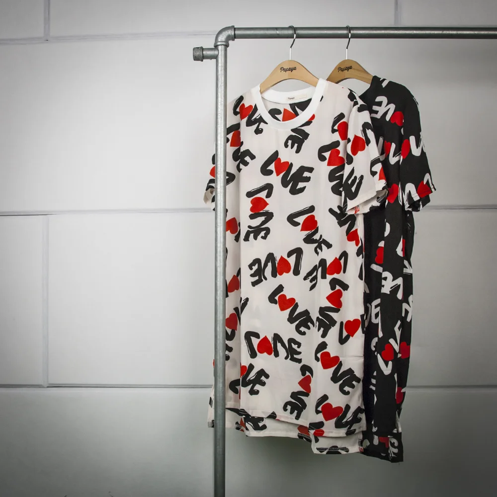 Chiffon "Love" T-shirt Dress