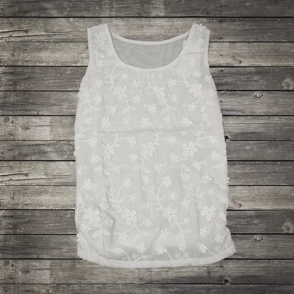 Embroidered Floral Mesh Tank