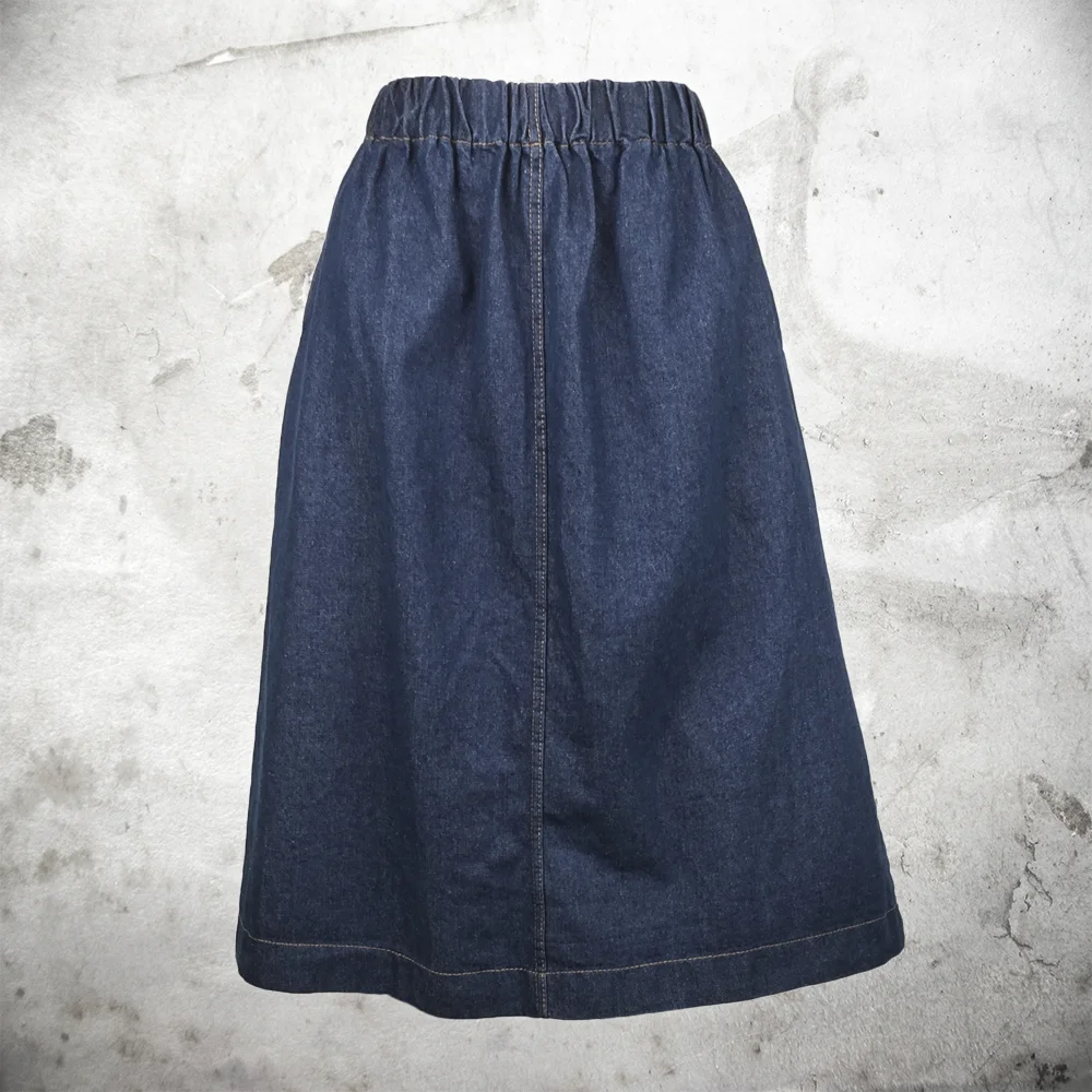 Classic Denim Midi Skirt