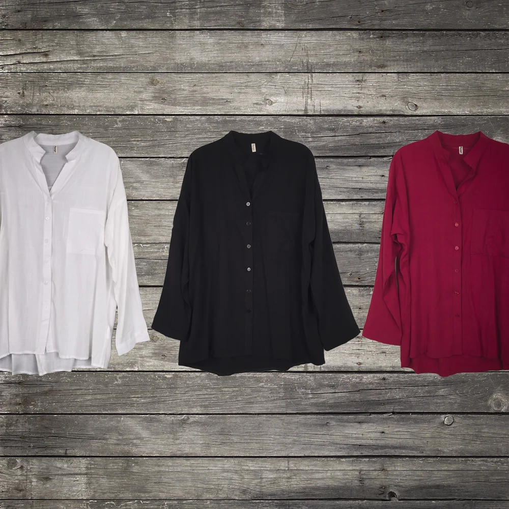 Round Collar Linen Blouse