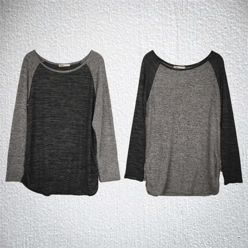 Burnout Two-Tone Round-Neck Top