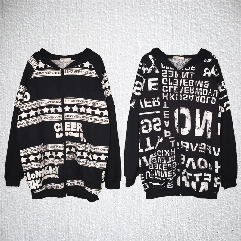 Quilted Graphic Zip-Up Hoodie