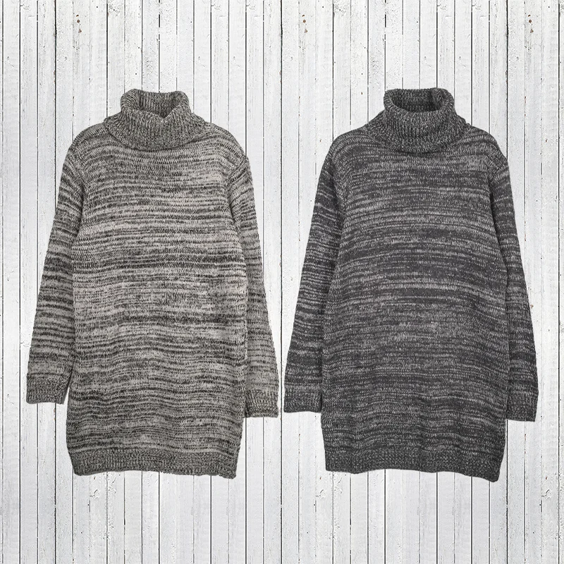 Shaded Turtleneck Knit Dress