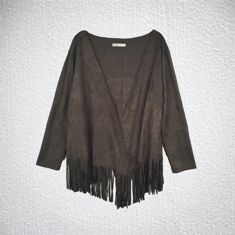 Suede Fringe Cardigan