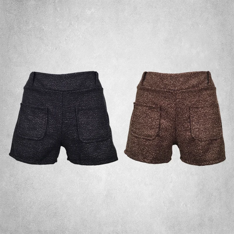 Front Pockets Wool Shorts