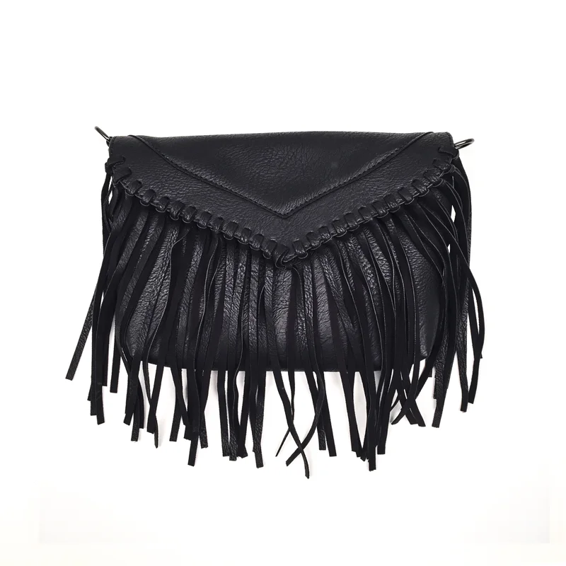 Fringe Hand Bag - Black