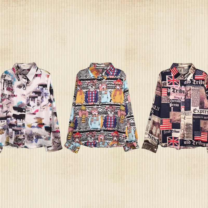 Mixed Print Silk Blouse