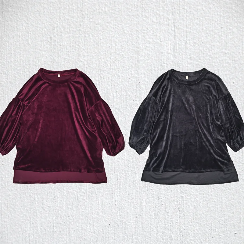 Balloon Sleeve Velvet Top
