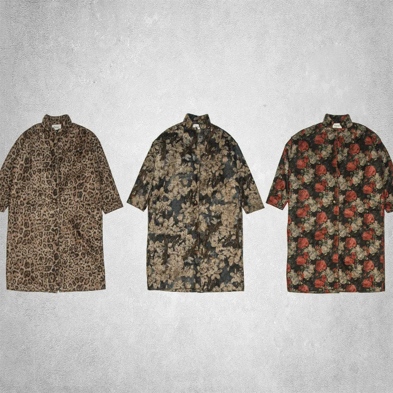 Mixed Print Heavy Wool Coat