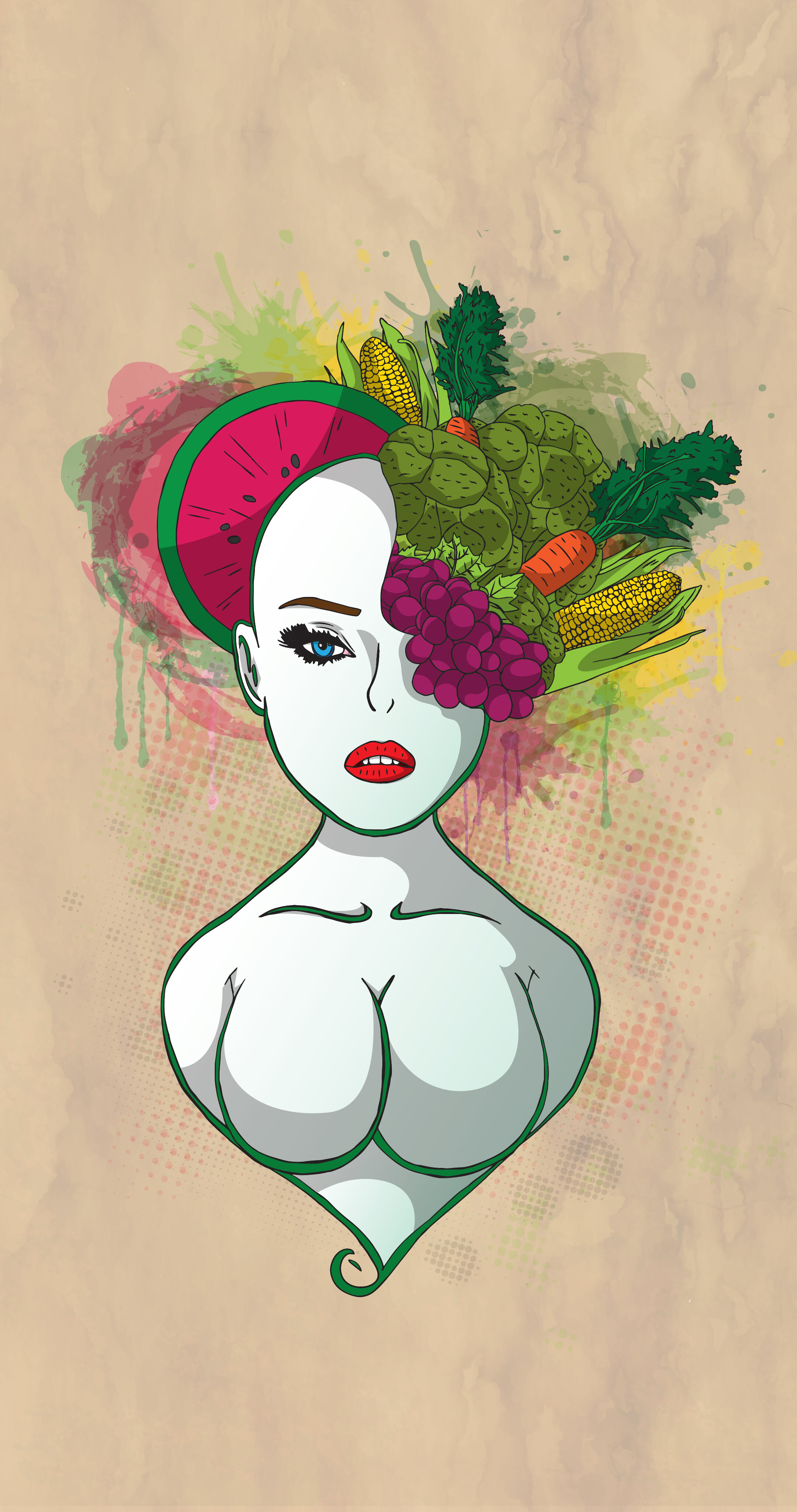 Lady in Veg 4k Phone Wallpaper