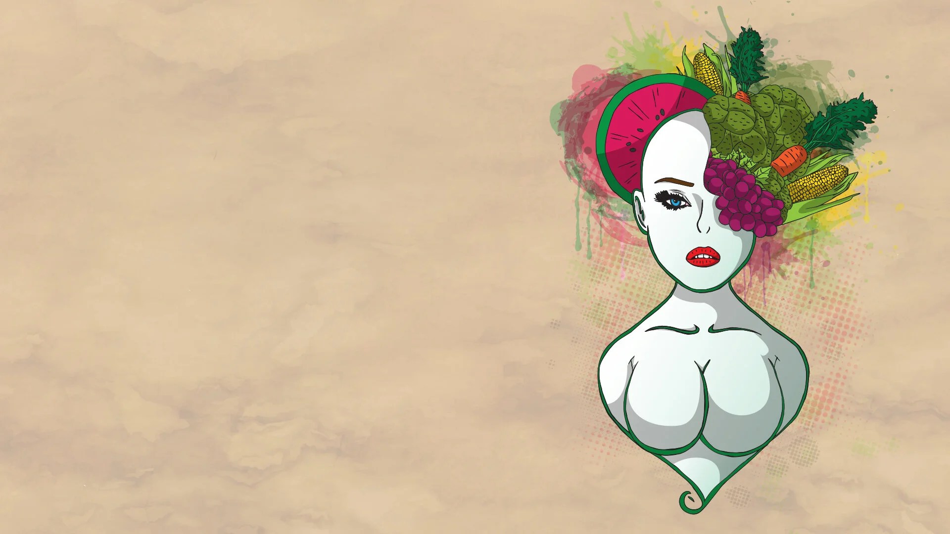 Lady in Veg HD Desktop Wallpaper